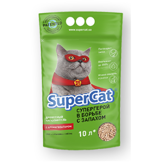 Древесный наполнитель Super cat с ароматизатором 3 кг для кошачьего туалета от SuperCat
