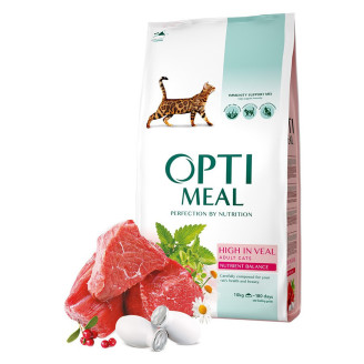 Optimeal High in Veal 10 кг сухой корм для кошек с телятиной от Optimeal