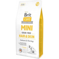 Корм Brit Care Mini Grain Free Hair & Skin 7 кг для взрослых собак миниатюрных пород с лососем