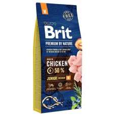 Brit Premium Junior M 15 кг Сухий корм для цуценят і молодих собак середніх порід з куркою