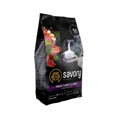 Сухий корм Savory 3 кг для собак середніх порід зі свіжим м'ясом індички і ягняти