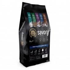 Сухий корм Savory Adult Cat Gourmand Frech Salmon & White Fish 8 кг для довгошерстих кішок з лососем і рибою