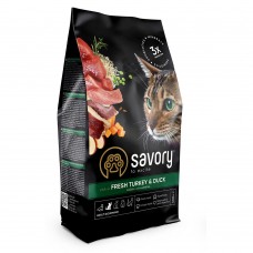 Сухий корм Savory Adult Cat Gourmand Frech Turkey & Duck 400 г для кішок зі свіжим м'ясом індички і качкою
