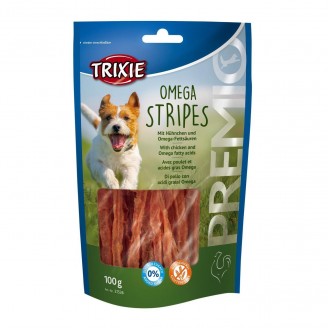 Купить Лакомство для собак Trixie Premio Omega Stripes 100 г (курица) от Trixie — Снеки, палочки, мини косточки для собак | Zooprostir