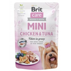 Вологий корм Brit Care Mini Chicken & Tuna 85г для собак дрібних та міні порід, філе курки та тунця в соусі