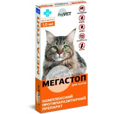 Капли на холку для кошек Природа ProVET Мега Стоп от 4 до 8 кг, от паразитов 4 пипети