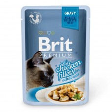 Вологий корм для кішок Brit Premium Cat Chicken Fillets Gravy pouch 85 г філе курки в соусі