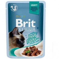 Вологий корм Brit Premium Cat pouch 85г для кішок філе яловичини в соусі