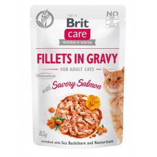 Вологий корм Brit Care Cat pouch 85г для дорослих котів філе в соусі пікантний лосось