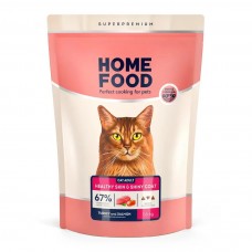 Сухий корм для дорослих кішок індичка і лосось Home Cat Food Adult здорова шкіра і блиск шерсті 1.6 кг