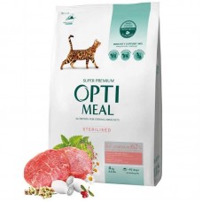 Сухий корм Optimeal Sterilized 4 кг для стерилізованих кішок і кастрованих котів із яловичиною та сорго