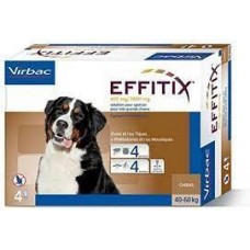 Effitix капли на холке от блох и клещей для собак Virbac 402 мг/3600 мг 40-60 кг, 4 пипетки