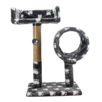 Драпак - "Пушистика" с диваном и туннелем,(джут), серые лапки 56*38