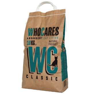 WC WhoCares Classic 10 кг впитывающий наполнитель в кошачий туалет, без запаха от