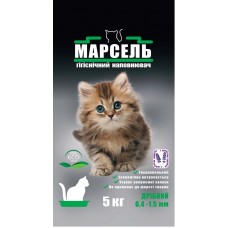 Бентонітовий наповнювач Марсель для туалету кішок 5 кг, дрібний із запахом лаванди 0,4-1,5 мм