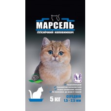 Бентонітовий наповнювач Марсель для туалету кішок 5 кг, середній із запахом лаванди 1,5-2,5 мм