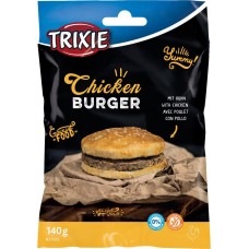 Лакомство Trixie для собак "Chucekn Burger" Бургер с курицей и сыромятной кожей 9см 140г