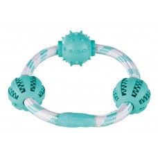 Іграшка Trixie для собак Denta Fun Кільце-канат з м'ячами для чищення зубів натурльна гума з м'ятою 20см