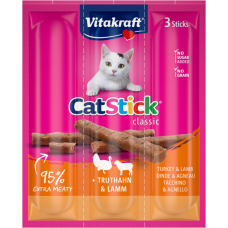 Лакомство для кошек Vitakraft мясные палочки с индейкой и ягненком, 3 шт*6 г