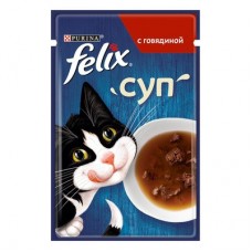 Влажный корм Purina Felix Soup для кошек, суп с говядиной, 48 г х 30 шт