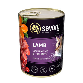 Купить Влажный корм Savory для стерилизованных кошек, с ягненком, 400 г от Savory — Savory влажный корм для кошек | Zooprostir