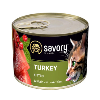 Купить Влажный корм Savory для котят, с индейкой, 200 г от Savory — Savory влажный корм для кошек | Zooprostir