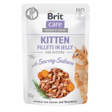 Влажный корм Brit Care Cat Pouch для котят, в желе, пикантный лосось, 85 г