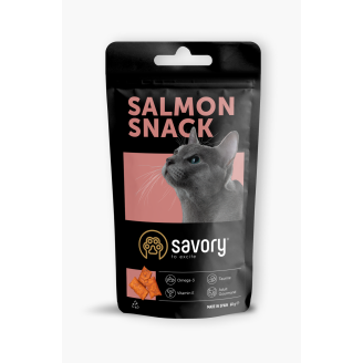 Хрустящие лакомства Savory Snack Подушечки для прихотливых кошек, с лососем, 60 г от Savory