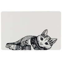 Коврик под миску Zentangle 44х28 см, белый/черный