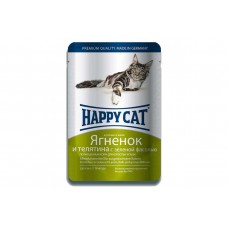 Вологий корм Happy Cat Lamm Kalb Bohn Gelee для дорослих кішок, шматочки в желе, з телятиною і ягням, 100 г