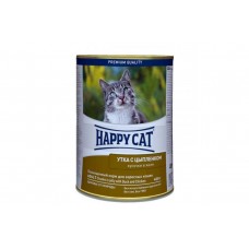 Консерва Happy Cat Dose Ente and Huhn Gelee для взрослых кошек весом около 4 кг, с уткой и цыпленком, 400 г