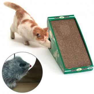 Flamingo SCRATCHING BOARD похила когтеточка для кішок з котячою м'ятою і хутряної мишкою, от Flamingo