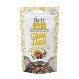 Функциональные лакомство Brit Care Shiny Hair с лососем для кошек, 50г от Brit