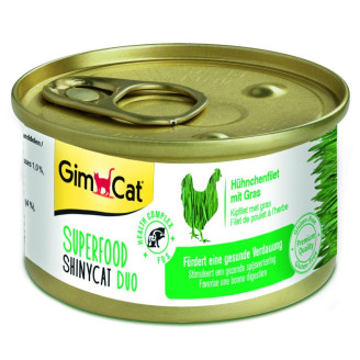 Купить Вологий корм Shiny Cat Superfood k 70g для кішок курка з травою от GimCat — Gimpet Cat влажный корм | Zooprostir
