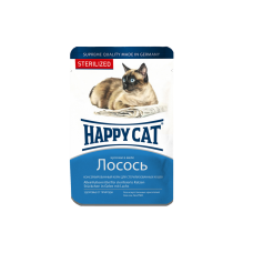 Вологий корм Happy Cat 100гр sterilisiert Lachs Gelee шматочки в желе для стерилізованих котів з лососем