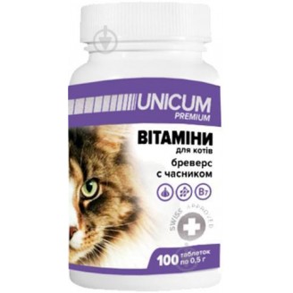 Unicum Premium вітаміни для котів з часником, 100 таблеток 50 г от Unicum