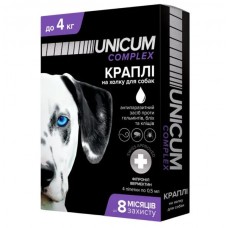 Краплі Unicum Complex Premium від гельмінтів, бліх і кліщів для собак, 0-4 кг
