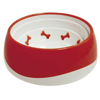 Миска Croci Tpr Bone, пластик, прогумоване дно, червона, 0,55л, 16,8х6см від