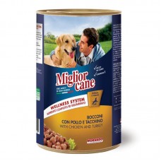 Вологий корм для собак Migliorcane зі шматочками курки та індички, 1250 г