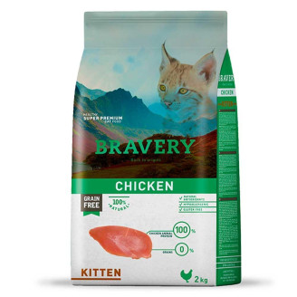 Bravery Chicken Cat Kitten 2 кг сухий корм для котят с курицей от Bravery