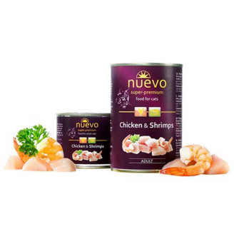 Корм консерва Nuevo Adult з куркою та креветками, для котів, 400г від