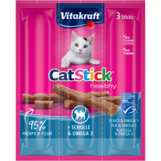 Лакомство для кошек Vitakraft мясные палочки с камбалой и Омега-3, 3 шт*6 г