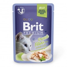 Вологий корм для кішок Brit Premium Cat Trout Fillets Jelly pouch 85 г філе форелі в желе
