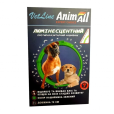 Ошейник противопаразитный AnimAll VetLine для собак, люминесцентный 70 см, зеленый