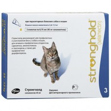 Капли Zoetis Stronghold 6% от блох и клещей у кошек весом от 2.6 до 7.5 кг, 0.75 мл, цена за 3 пипетку