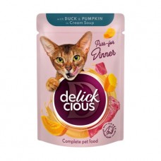 Влажный корм Delickcious полоски с уткой и тыквой в крем-супе 12 шт х 85 г