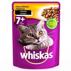 Вологий корм Whiskas для котів від 7 років, з куркою в соусі, 85 г х 28 шт