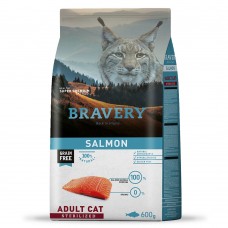 BRAVERY Salmon Adult Cat Sterilized, сухой корм для для взрослых кошек стерилизованных, с лососем 600 гр