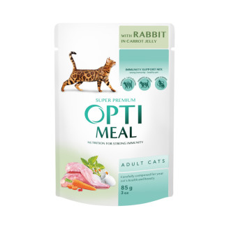 Optimeal консервы для кошек с кроликом в морковном желе 85 г от Optimeal