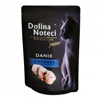 Купити Пауч Dolina Noteci Danie для кошенят із тріскою та сардиною, 85 г від Dolina Noteci — Dolina котів | Zooprostir